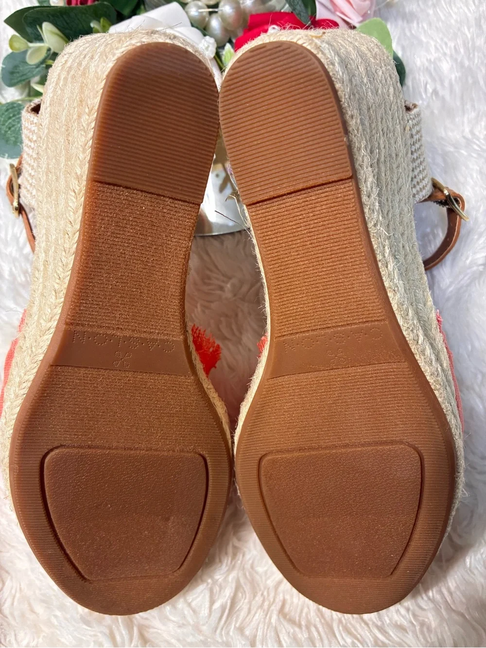 Caramel Coral Canvas Espadrille Slingback Sandals